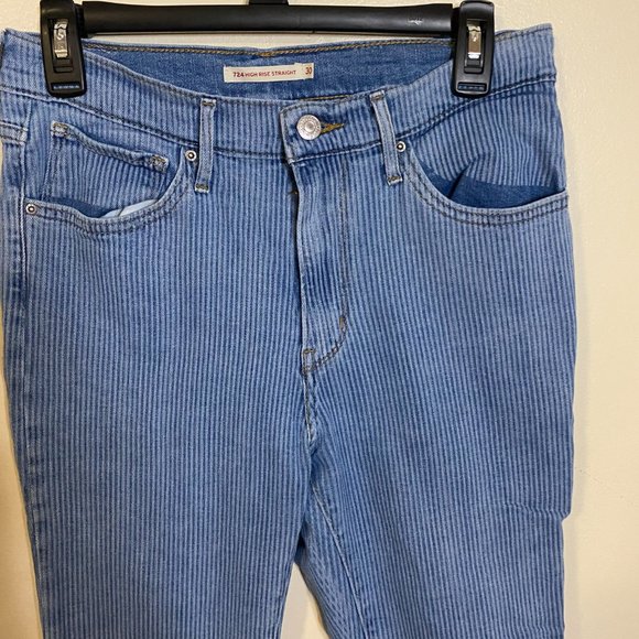 Levi's Pinstripe High Rise Straight Jeans - Picture 2 of 6
